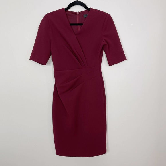 tahari pleat detail sheath dress